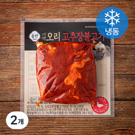 올반 바짝 오리 고추장불고기 (냉동), 200g, 2개-추천-상품