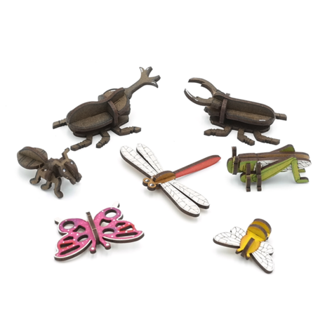 3D 입체 나무퍼즐 곤충 시리즈 7종 만들기, 혼합색상, 34피스-추천-상품