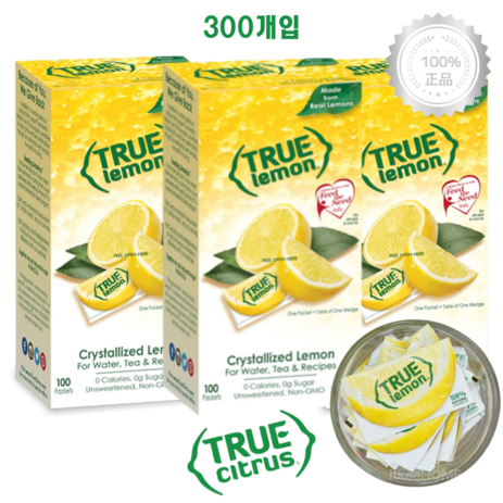 [3개] 트루 레몬 0칼로리 오리지널 분말 100포 레모네이드 벌크팩 대용량 TRUE LEMON, 100개, 3개-추천-상품
