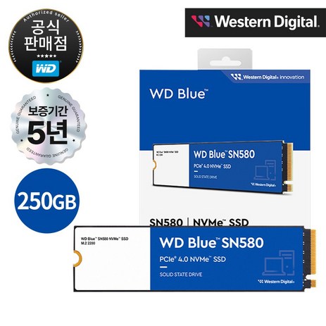 [공식판매점] WD BLUE SN580 M.2 NVMe SSD, 250GB, 단품-추천-상품