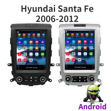 무선 안드로이드 오토 카플레이 애플 티맵 차량용 미러링 navigation tesla style for hyundai santa fe 2006-2012, 와이파이 2g-32g-추천-상품