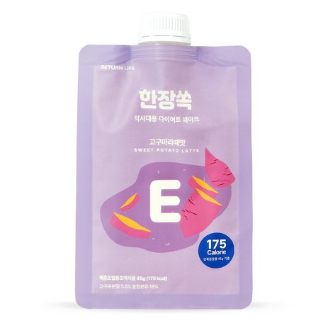 한장쏙 식사대용 다이어트 단백질 파우치 쉐이크 45g, 한장쏙 고구마라떼맛, 1개-추천-상품