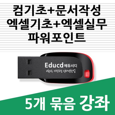 5종-컴퓨터-기초-종합-배우기-교육-+-한글문서작성+엑셀-기초-활용-강좌+-파워포인트-피피티-ppt-활용-(-책-교재-서적-보다-좋은-usb-강좌-)-추천-상품