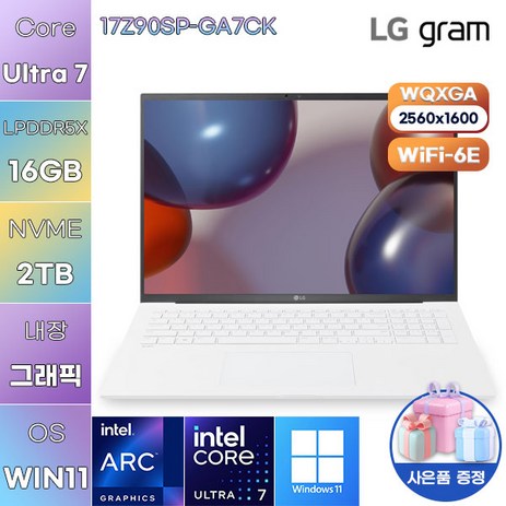 LG WIN11 그램 프로17 17Z90SP-GA7CK 업무용 대학생 노트북, WIN11 Home, 16GB, 2TB, 에센스 화이트-추천-상품