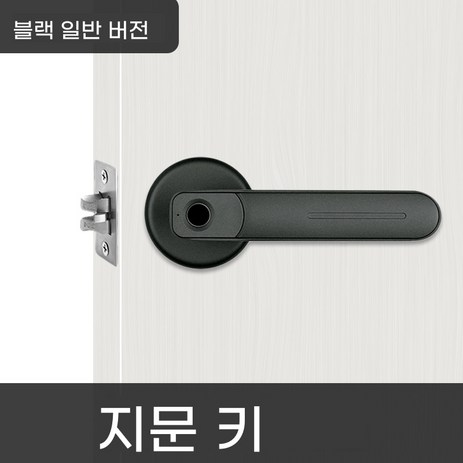 방문 비밀번호 도어락 손잡이 지문인식 디지털 사무실 문고리 잠금장치 스마트도어락, 1. 블랙(지문,열쇠가능/비번기능없음)-추천-상품