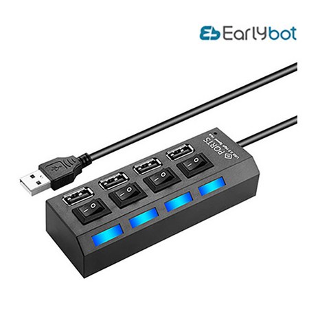 얼리봇 4포트 USB 2.0 허브 LHV200, 그레이, 그레이952811 22-추천-상품