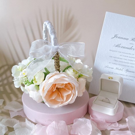 줄리엣장미 화동바구니 결혼반지교환 예동, 라운드 줄리엣로즈 작은바구니-추천-상품