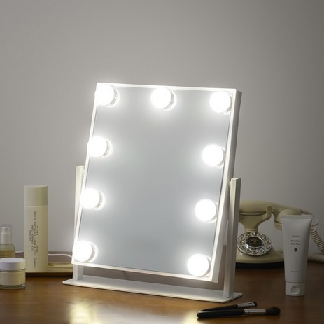 나쥬랑 메이크업 거울 LED 무선 조명 화장 거울, 화이트-추천-상품