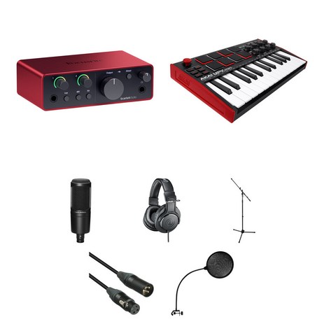 Focusrite Scarlett Solo USB-C 오디오 인터페이스 4세대 키트 MIDI 컨트롤러 키보드 마이크 마이크-추천-상품