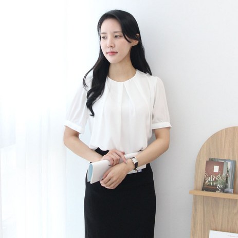 비침없는이중안감 여자면접블라우스 반팔셔링블라우스 여자면접복장-추천-상품