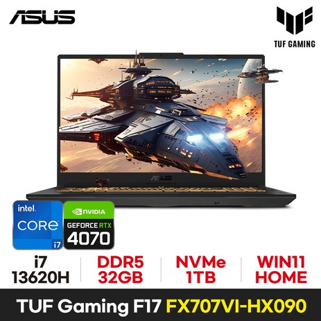 ASUS TUF Gaming F17 FX707VI-HX090 인텔i7 RTX4070, WIN11 Home, 32GB, 1TB, 그레이-추천-상품