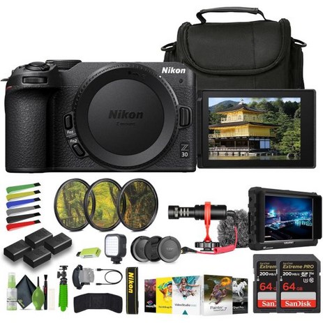 니콘 카메라 Nikon Z30 Lightweight Mirrorless Camera + 3X ENEL25 Replacement Battery + Soft Case + LED Lig-추천-상품