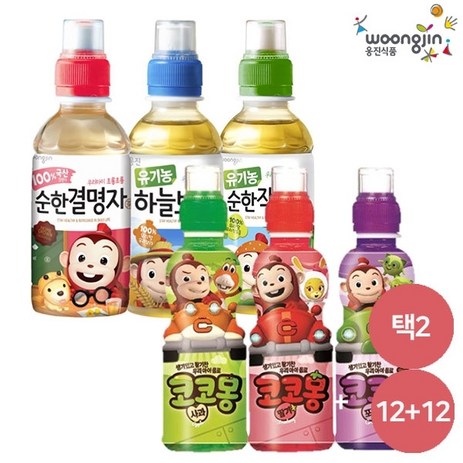 기타 웅진식품 코코몽음료 6종 모음 200ml 12+12, 코코몽 딸기12+코코몽 포도12, 24개-추천-상품