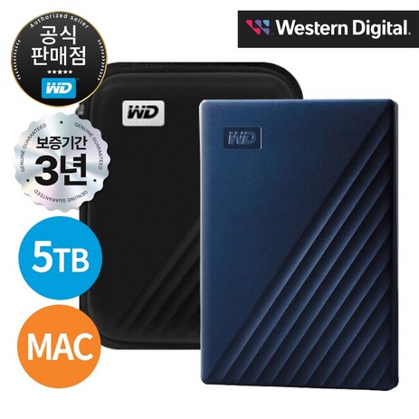 WD NEW My Passport For Mac Gen4 외장하드 5TB, 블루-추천-상품