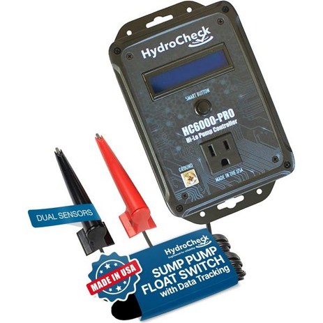 HydroCheck HC6000PRO 스마트 섬프 펌프 플로트 스위치 및 성능 모니터데이터 추적 포함 LCD 화면 디스플레이 실시간 정보 내장 알람 최적의 효율을 위한 듀얼 센, 1개-추천-상품