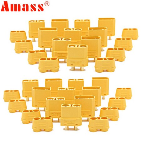 5/ 10 20 50 /100 pair Amass XT90 배터리 커넥터 세트 4.5mm 남성 여성 골드 도금 바나나 플러그, [02] 10 pair Yellow-추천-상품