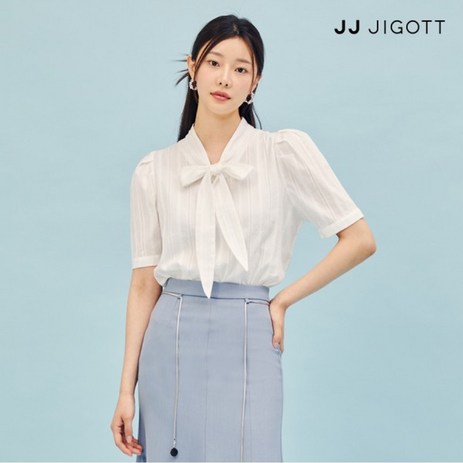 JJ지고트 코튼 레이스 라인 타이넥 블라우스 GP4P0BL421-추천-상품