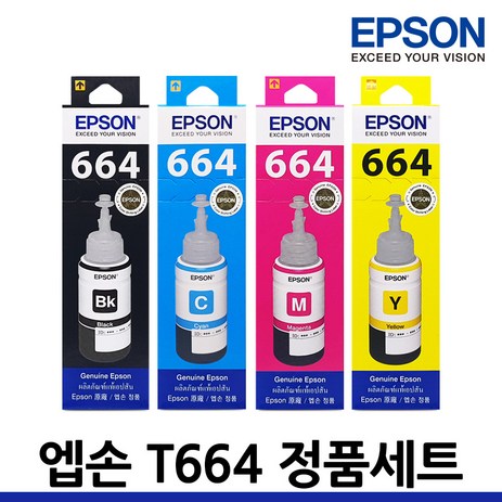 엡손 정품잉크 T664670, 검정, 청록, 노랑, 진홍, 1세트-추천-상품