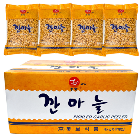 동보 깐마늘장아찌 4키로 마늘 장아찌 절임 짱아치 4kg, 4개-추천-상품