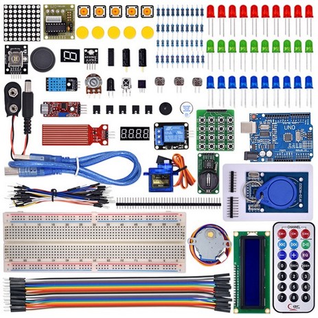 아두이노 라즈베리파이4 키트 브레드 보드 모듈 Arduino UNO와 호환 가능 소스 코드 정보가 포함된 RFID R3 학습 스타터 업그레이드 버전을 기반으로, [02] 메이커 마더보드 포함 패키지, 1개-추천-상품