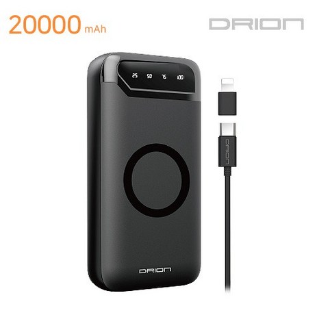 보조배터리 / 무선충전 20000 mAh C타입 케이블 + 8핀 젠더/ DR-PW-B20000, 상세페이지 참조, 상세페이지 참조-추천-상품