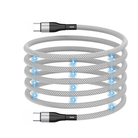 ZOZOFO 선꼬임 방지 PD 마그네틱 고속 충전 케이블 마그네틱 충전케이블 C타입 라이트닝, 1개, C to C, 1m-추천-상품