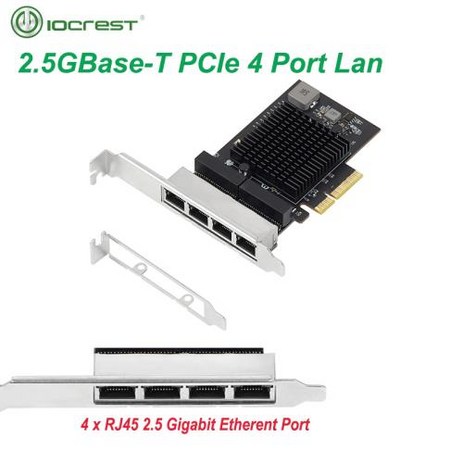 IOCREST 2.5 기가비트 쿼드 포트 PCIe RJ45 Lan 101001000 2500Mbps Realtek 8125b 칩 4 서버 네트워크 카드 2.5G, 1개-추천-상품