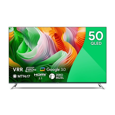 더함 50인치(127cm) 4K UHD QLED 크롬캐스트 구글 안드로이드 OS11 스마트TV UA501QLED, 상하 브라켓 벽걸이 기사설치-추천-상품