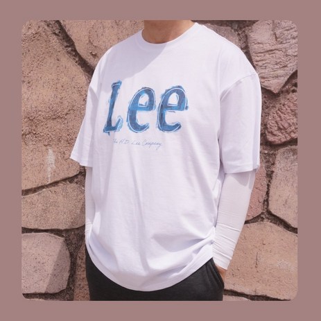 [국내매장] LEE 리 단톤 티셔츠 흰티 빅 로고 여름 면 기본 라운드 이너 반팔 반팔티 반팔티셔츠 화이트블루-추천-상품