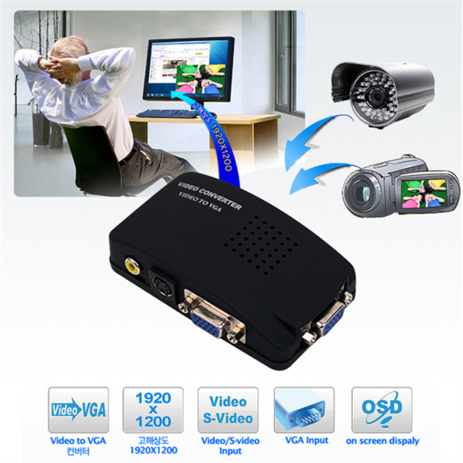 E4333 Coms S-Video to VGA 디코더 영상 컨버터 CCTV VTR DVR 캠코더-추천-상품