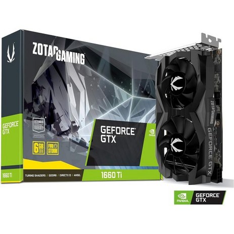 그래픽 카드 성능 업그레이드 ZOTAC 게이밍 지포스 GTX 1660 Ti 6GB GDDR6 192비트 슈퍼콤팩트 ZTT16610F10L, GTX 1660 Ti Twin Fan, 1개-추천-상품