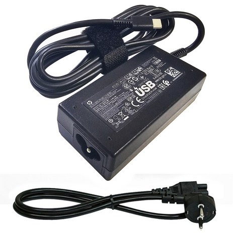 HP 정품 45w C타입 PD 어댑터 노트북 충전기 TPN-AA07 전원케이블 포함, TPN-AA07 + 전원케이블, 1개-추천-상품