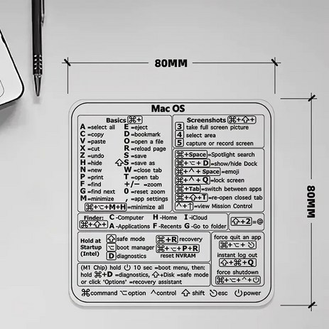 RDkorea 맥 윈도우 단축키 키보드 투명 스티커 1P MAC OS / MacBook Air Pro(M1+Intel) + Word Excel과 호환, 1장, white-추천-상품