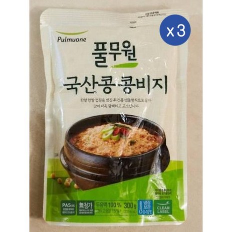 풀무원 국산콩 콩비지, 3개, 300g-추천-상품