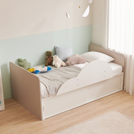 윌로우 솜솜 어린이침대 가로 1125 세로 2030 슬라이딩 서랍 침대 가드포함, 일반헤드 그레이-추천-상품