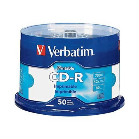 버바팀 Verbatim CD-R / DVD-R / RW / DL / 700MB 4.7GB 8.5GB 25GB 50GB 블루레이, CD-R 700mb 프린터블 50p CAKE 52X, 1개-추천-상품