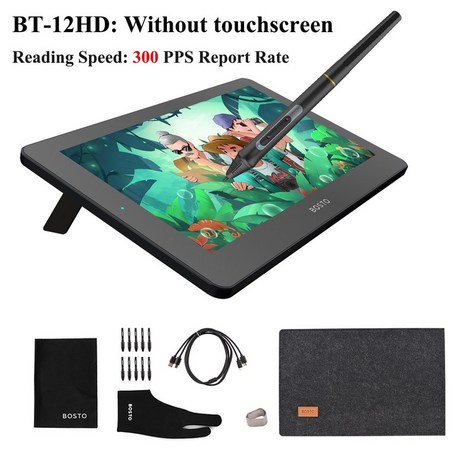 계산기 태블릿 휴대 BOSTO 11.6 인치 그래픽 드로잉 BT-12HD/BT-12HDT 디지털 HD HIPS LCD 1366x768 디스플레이 8192 압력 레벨, [03] BT-12HD-no touch-추천-상품