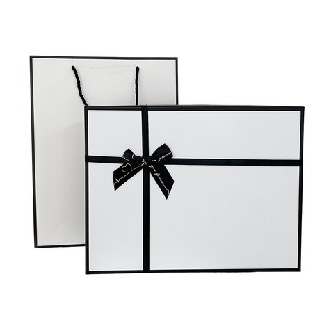 루루홈 리본 선물 포장 박스 + 종이가방, 블랙 앤 화이트-추천-상품