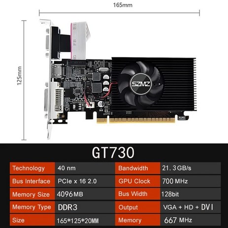 데스크탑 게이밍 비디오 그래픽 카드 PC용 로우 프로파일 HDMI 호환 VGA DVI PCI-E 16X DDR3 DDR5 1 GB 2 4 8GB, 02 GT730 4GB DDR3_01 CHINA-추천-상품