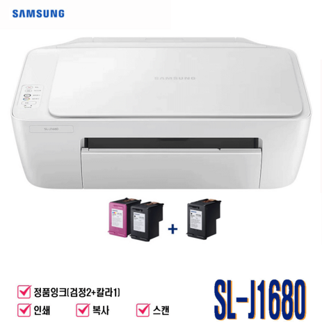 삼성컬러잉크젯복합기 정품잉크.무한잉크완벽장착 리필 옵션선택 SL-J1780DW(ADF.자동양면인쇄.와이파이.정부24) SL-J1680(인쇄.복사.스캔), 정품잉크(흑백2+컬러1)-추천-상품