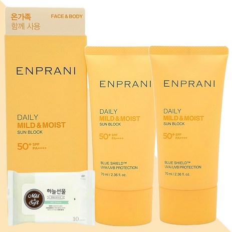 엔프라니 데일리 선블록 70ml 2개(+하늘선물 물티슈 10매), 2개-추천-상품