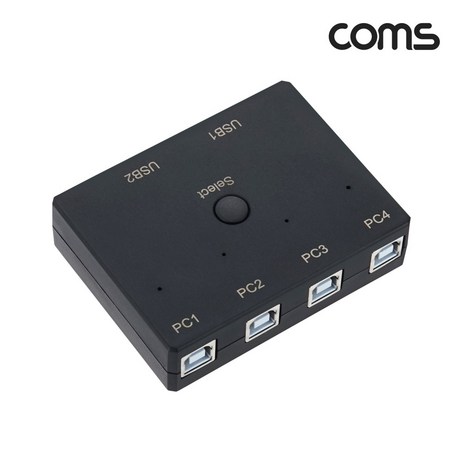 Coms-DM421 USB 2.0 선택기 2:4 수동 스위치- 2대의 usb 장치를 4대의 컴퓨터 pc 선택공유-usb 선택기 수동, 검정, 본상품선택-추천-상품