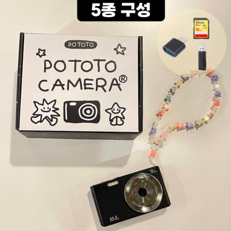 [선물패키지] 포토토 빈티지 디카 디지털 카메라 POTOTO-01, 블랙-추천-상품