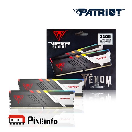 패트리어트 VIPER VENOM RGB DDR5 32G PC5-51200 CL32 6400MHz (16GX2) 듀얼패키지 파인인포 (하이닉스 칩 내장)-추천-상품