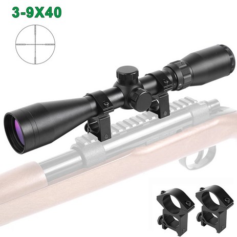 스코프 조준경 20mm11mm 레일 라이플 광학 3-9x40mm 시력 십자형, 20mm 레일, 1개-추천-상품