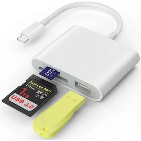 SZHAIYIJIN iPhone 15/Mac/iPad Pro용 USB CD 카드 리더 포트 썬더볼트가 포함된 3 in 1 SD 리더 C/MacBook Pro/Air iMac M1, White(3 in 1)-추천-상품