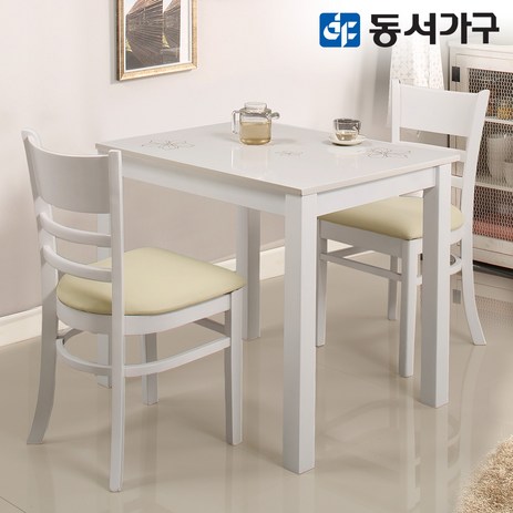 동서가구 모던 하이그로시 2인용 식탁 테이블+의자 2개 세트 DF632631 화이트-추천-상품