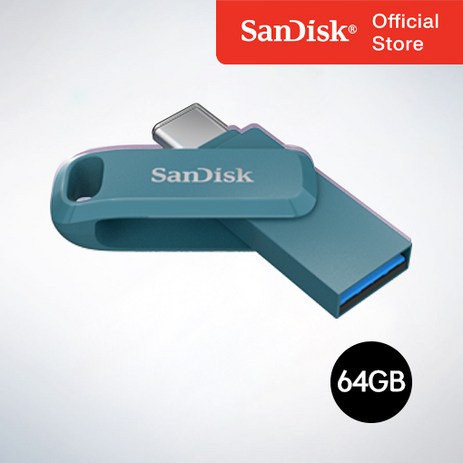 샌디스크코리아 공식인증정품 USB 메모리 Ultra Dual Go 울트라 듀얼 고 Type-C OTG USB 3.1 SDDDC3 64GB 나바지오블루-추천-상품