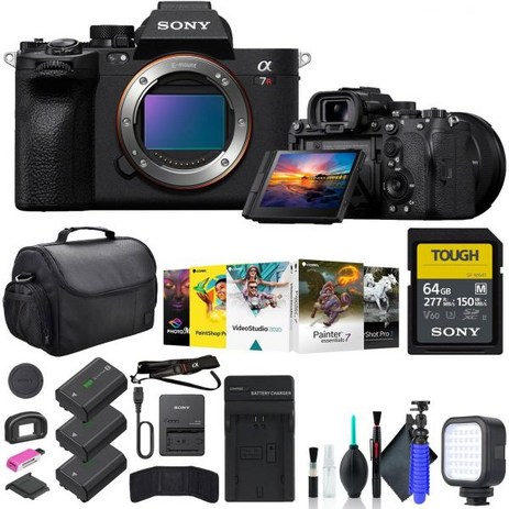 소니 카메라 Sony a7R V Mirrorless Camera ILCE7RM5B 64GB Memory Card Corel Photo Software Bag 2 x NP-FZ100-추천-상품