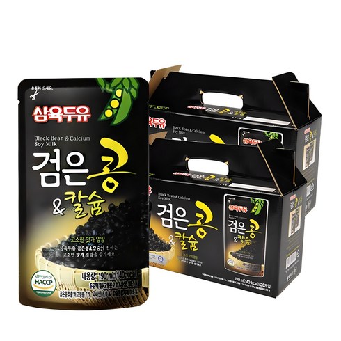 삼육두유 검은콩과칼슘X3박스삼육두유 흑임자(190mlX20팩 - 삼육두유 검은콩&칼슘 검은콩두유 파우치, 190ml, 40개